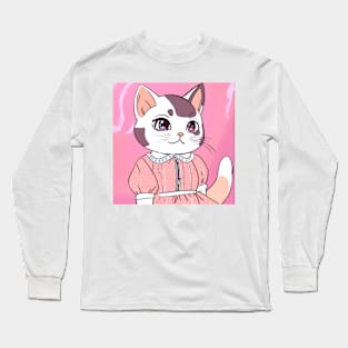 Anime cat with vintage dress Long Sleeve T-Shirt